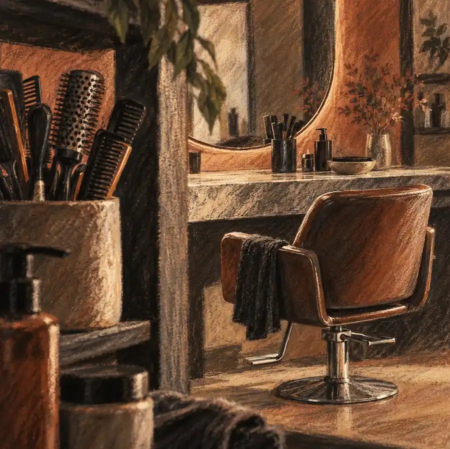 Illustration of beauty businesses equipment and workspace